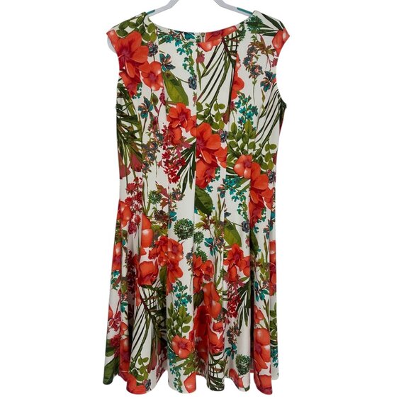 🌺 Zarr Collection Floral Fit & Flare Dress Botanical Print 12 🌺 - Picture 2 of 8